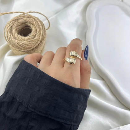 انگشتر زنانه مدل تابان طرح اشک آینه‌ای