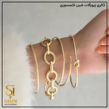 پک بنگل زنانه آبکاری طلایی کد bz016