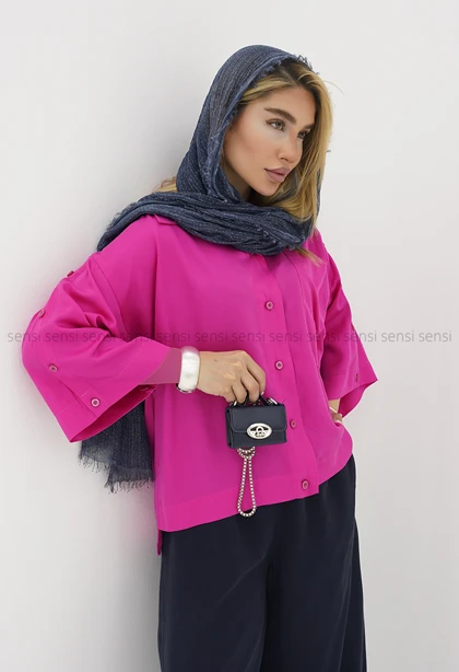 شومیز زنانه سیلک آستین دکمه کد1006113