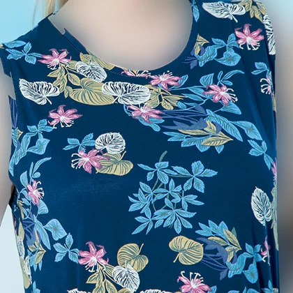 پیراهن آستین حلقه یقه گرد چاپدار بلکس (نیکوتن پوش) کد 15416