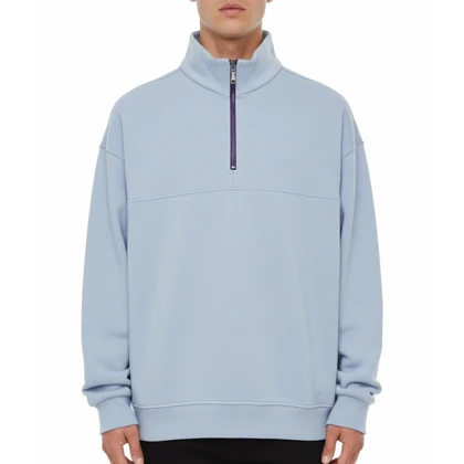 دورس نیم زیپ مردانه، آبی آسمانی سه نخ و باکسی گرم و شیک 1404