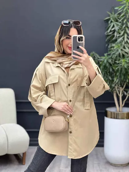 مانتو جیب کراواتی آستین پاکتی