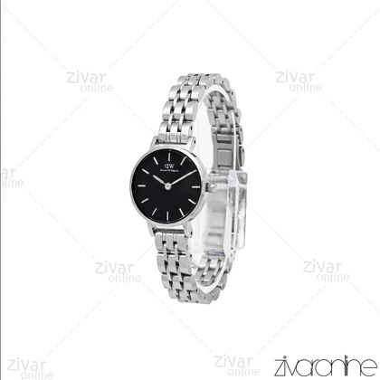 ساعت دنیل ولینگتون زنانه گرد نقره ای صفحه مشکی خطی اسمال 106003