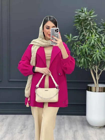 مانتو لینن جیب کج پشت پاگن