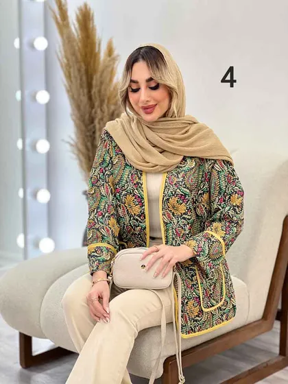 مانتو طرح دار نوار دوزی دو جیب