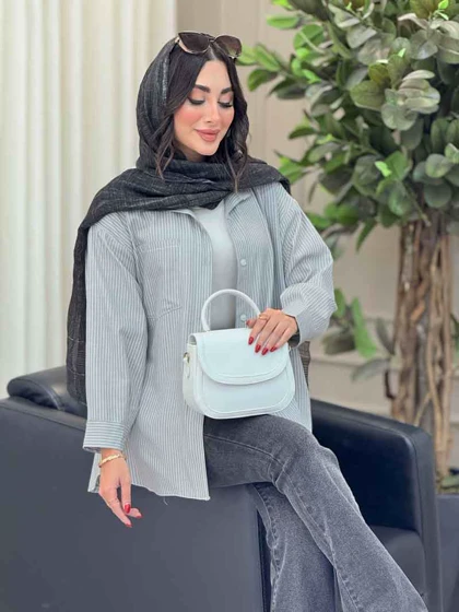 مانتو راه راه تک جیب اسرا