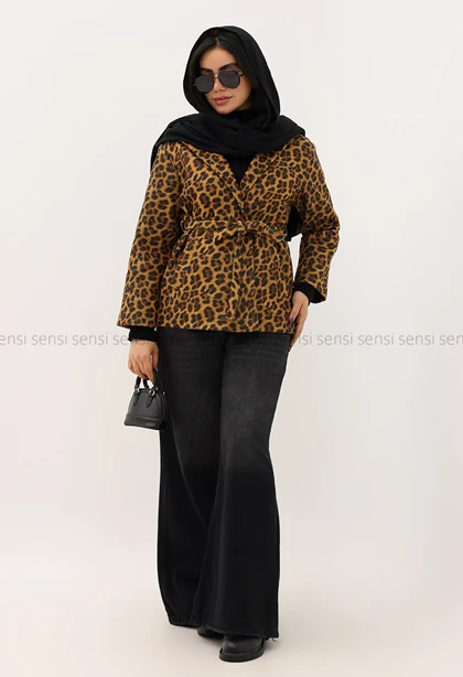 کت فوتر یقه انگلیسی پلنگی@کد1004246