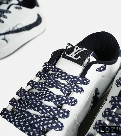 کفش کتانی مردانه و زنانه سفید سرمه ای NIKE LOUIS VUITTON x travis scott مدل 7015