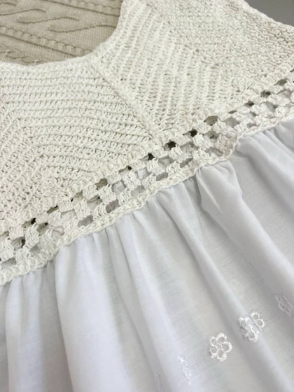 تاپ خامه دوزی سفید کد 3744