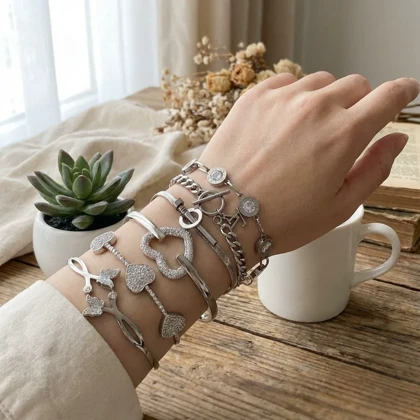 دستبند استیل نقره ای