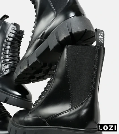 بوت مردانه چرمی مشکی ZARA مدل 5914