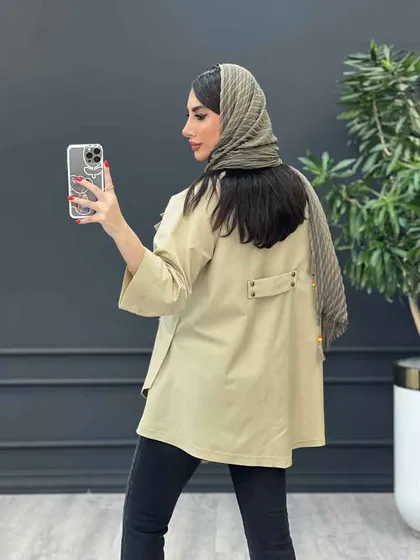 مانتو داکرون جیب گلدوزی بغل چاک