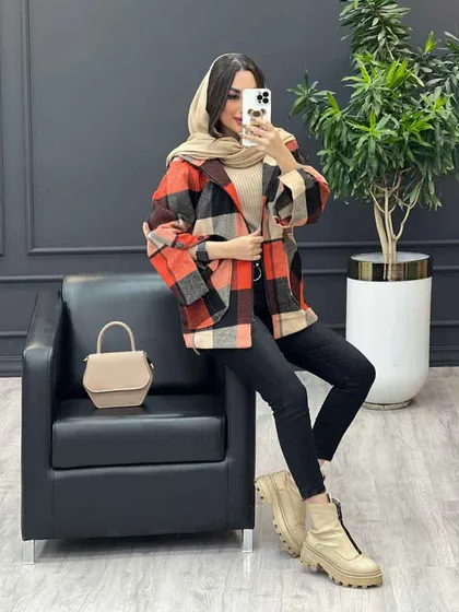 پالتو کلاه دار بغل دو دکمه