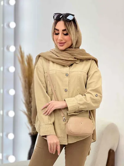 مانتو کتان دو جیب پشت پیله