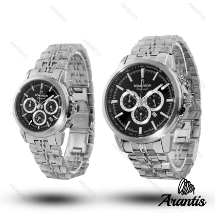 ساعت ست رومانسون diamond سیلور صفحه مشکی s-10213