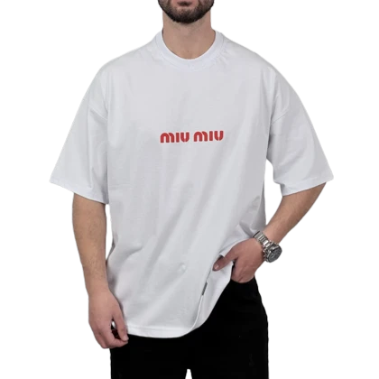 تیشرت آستین کوتاه مردانه سفید دونخ مدل MIU MIU