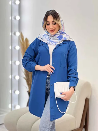 مانتو کتان دو جیب پرند