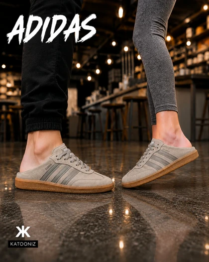 کتانی آدیداس سامبا اسلاید طوسی مردانه و زنانه مدل 9197 Adidas Samba