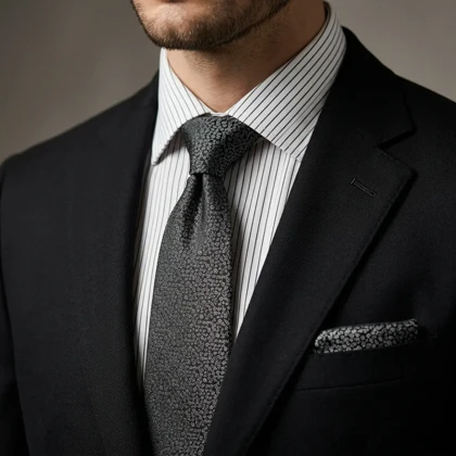 کراوات و پوشت دستدوز طرح برفکی برند Massimo Dutti