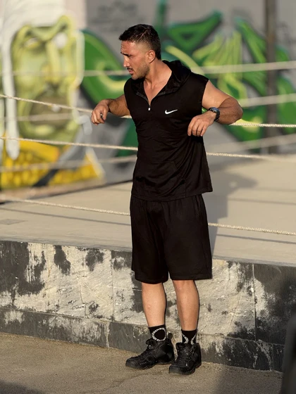 ست هودی و شلوارک نیم زیپ NIKE مشکی