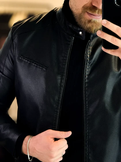 کت چرم مشکی 2016