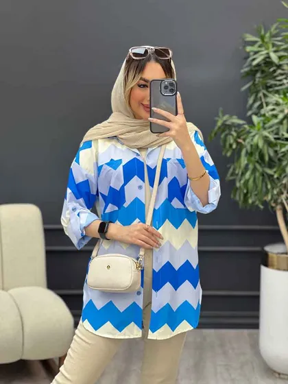 شومیز دو جیب طرح دار