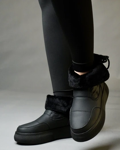 کفش زمستانی زنانه نیم بوت کاپشنی پشت بندی (برند یرفا)