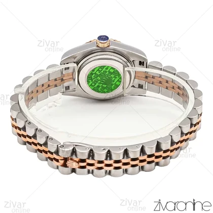 ساعت رولکس دیت جاست زنانه صفحه مشکی ایندکس خطی مدیوم 106114