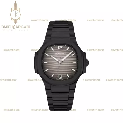 ساعت مچی پتک فیلیپ مشکی موتور اتوماتیک صفحه دودی Patek Philippe Nautilus