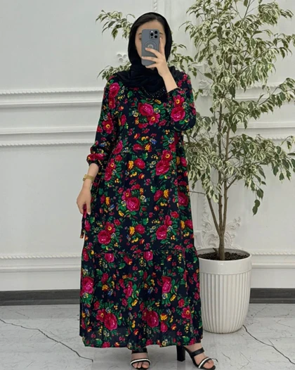پیراهن ساحلی گل‌دار وارداتی دریا 4132