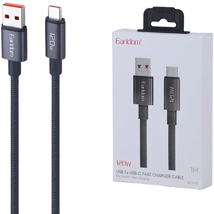 کابل شارژ تایپ سی ارلدام Earldom مدل EC-211C توان 120 وات یک متری