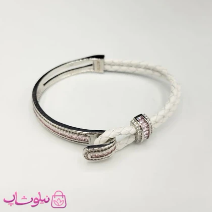 دستبند زنانه بولگاری مدل چرم استیل صورتی سفید نقره ای کیفیت مستر کد 1600