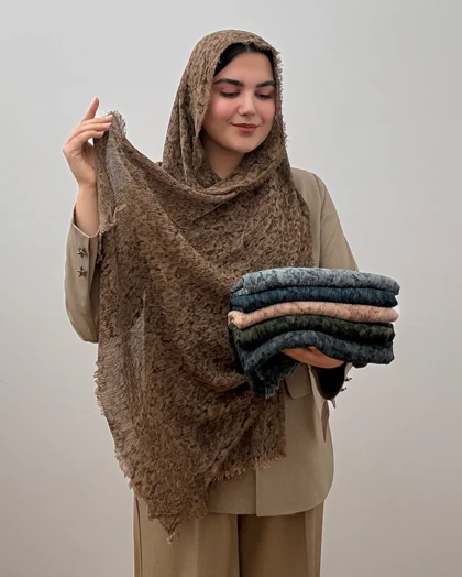 شال زنانه نخی مدل آبرنگی