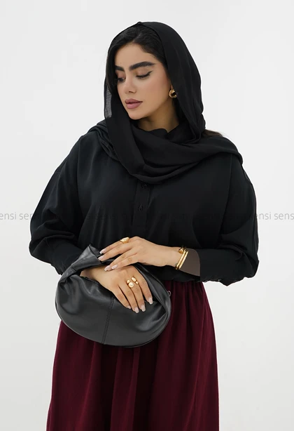 شومیز جلو بسته سیلک پایین کش کد1005707