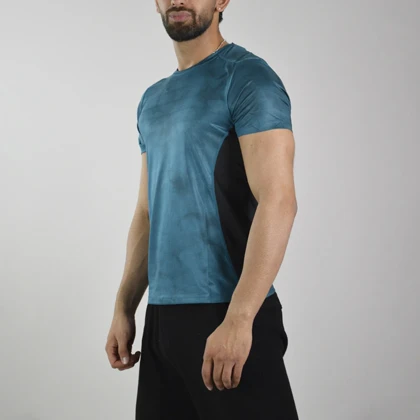 تیشرت ورزشی رانینگ مردانه مدل 9130 آبی نفتی