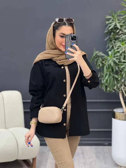 مانتو برش‌دار دو جیب روژین
