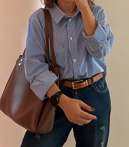 شومیز لینن راه راه017