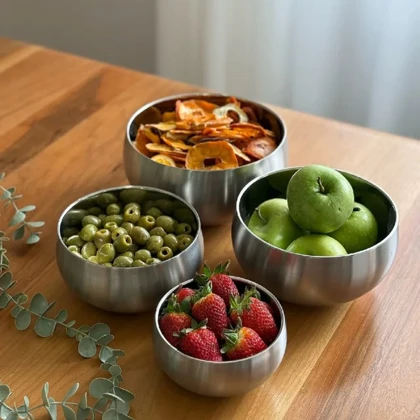 ست 4 عددی کاسه استیل دوجداره