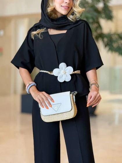 کت مشکی آستین کوتاه زنانه کد BLANC