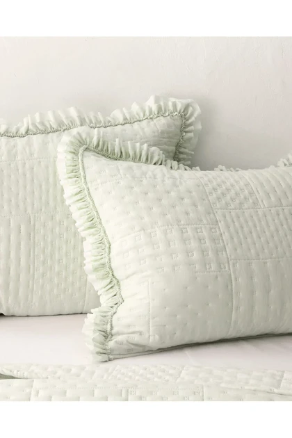 روکش تخت دو نفره Madame Coco مدل Medus پلی‌استر - سبز نعنایی