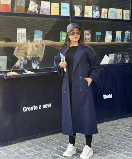 پالتو بلند « شایا» رنگ سورمه ای