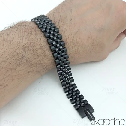 دستبند رولکس مشکی پهن 40053