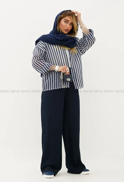 شومیز شیشه ای راه راه کد1005785