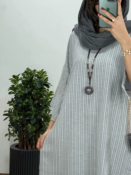مانتو کفتان بلند لینن الناز 6 کد 2565