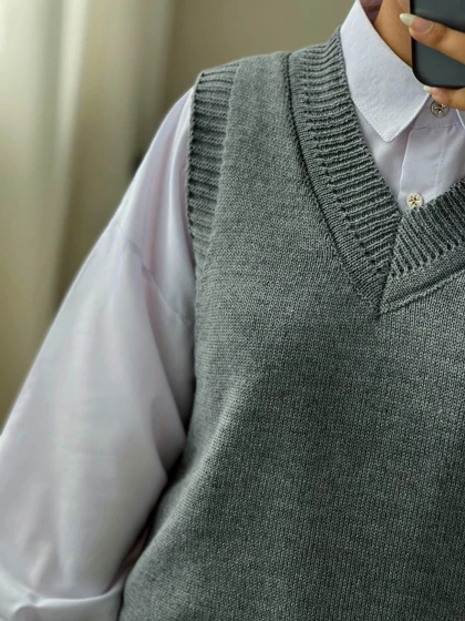 جلیقه بافت دو رنگ کد 3218