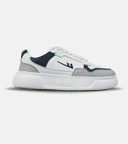 کفش کتانی مردانه سفید کرم سرمه ای فشیون مدل 7882