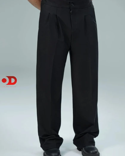 شلوار بگ پیله دار پارچه ای مشکی پارچه مازراتی استایل اولد مانی 2026