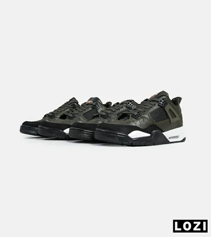 کتانی ساق‌دار زنانه و مردانه سبز زیتونی Nike air jordan 4 مدل 6019