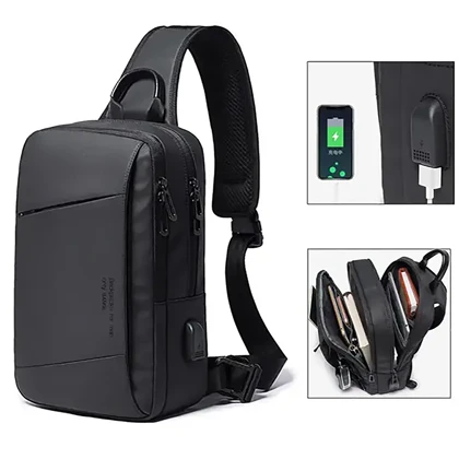 کیف کراس بادی مردانه USB دار بنج Bange BG-22002