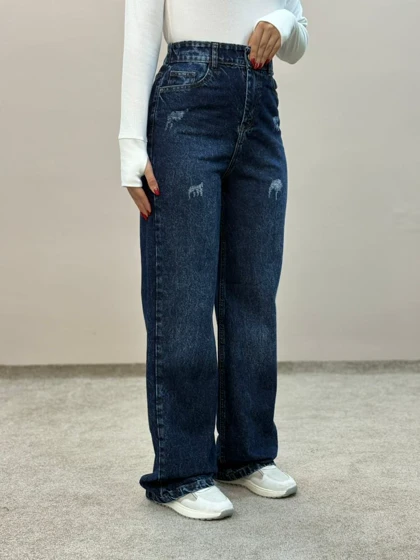 شلوار نیم بگ جین آبی سنگشور ام کی